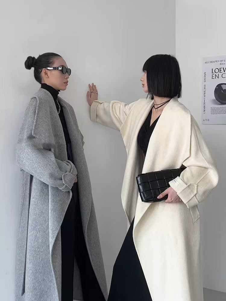 Oversized Lapel Double-faced Wool Coat