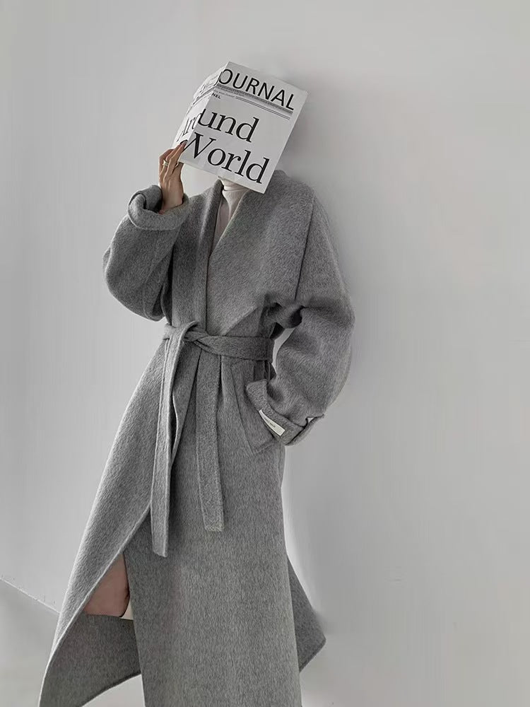 Oversized Lapel Double-faced Wool Coat